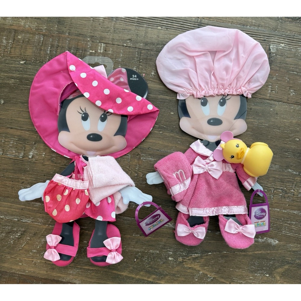 NWT Disney Store Dress Up Hats 24 Mo w/Doll Clothes Baby Minnie Bath Party Time